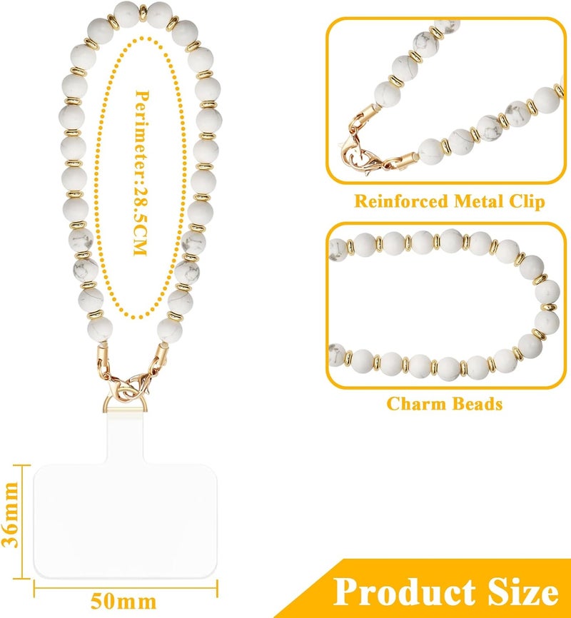 cioatu Beaded Phone Charm Wrist Strap with Tether Tab and Bracelet Chain - Image 5